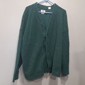 Levi's XL 5 Front Button Long Sleeve Cardigan Poly Wool Alpaca Blend Teal Green‎